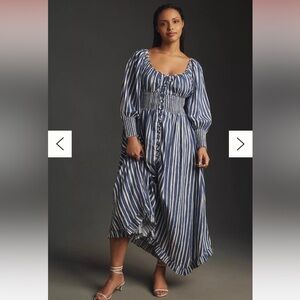 By Anthropologie Long-Sleeve Sweetheart Midi Dress